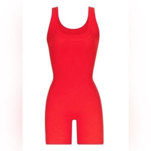WORN ONCE‼️ SKIMS COTTON RIB ONESIE IN RUBY